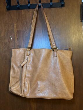 Vilenca Honey Tan Leather Tote Bag - Classic Women's Shoulder Bag